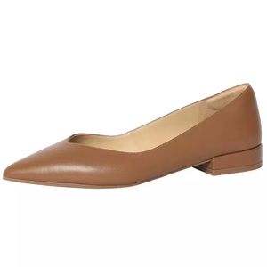 Camel leather flats